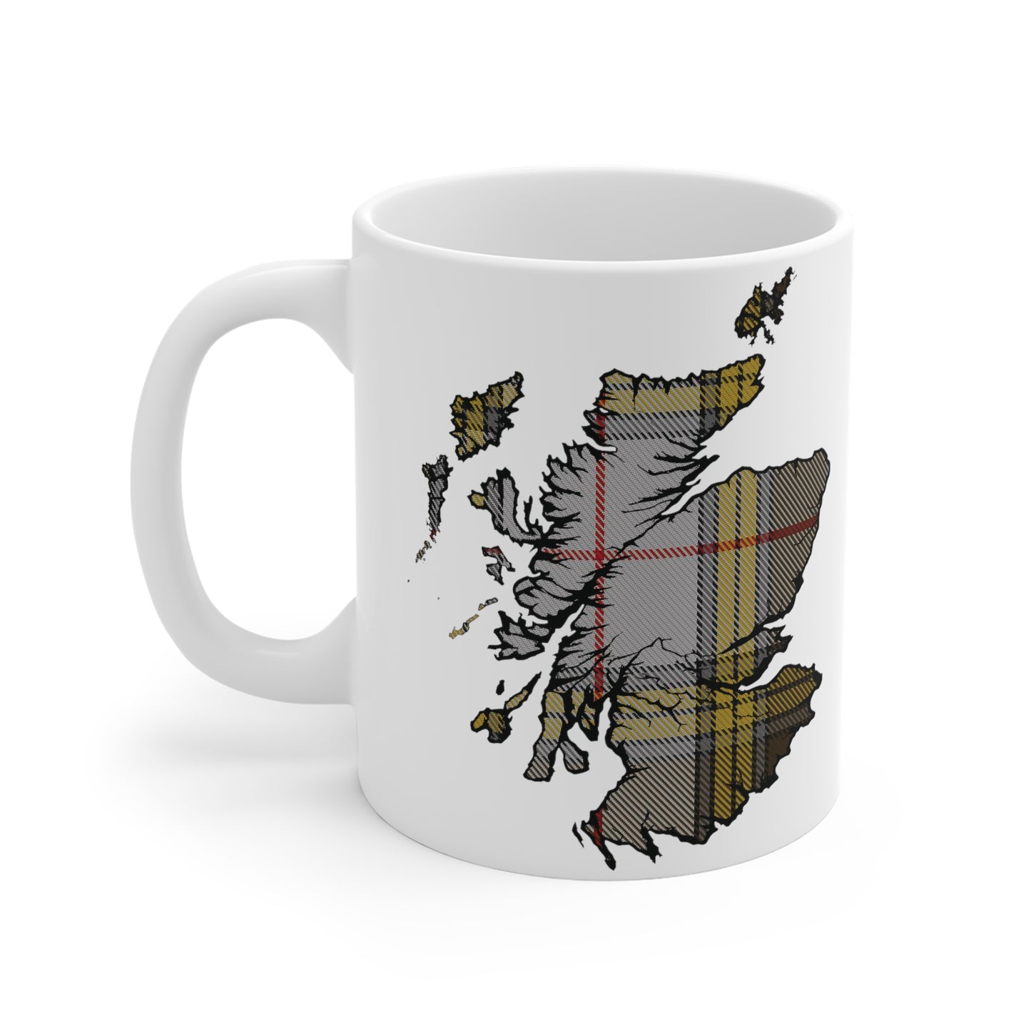 Scotland Tartan Map Mug - Buchanan Tartan, Various Sizes