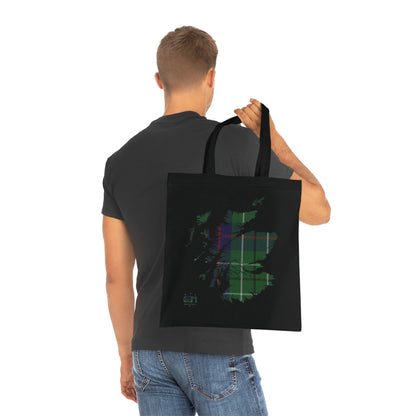 Reversible Scotland Tartan Map Cotton Tote Bag - Duncan Tartan