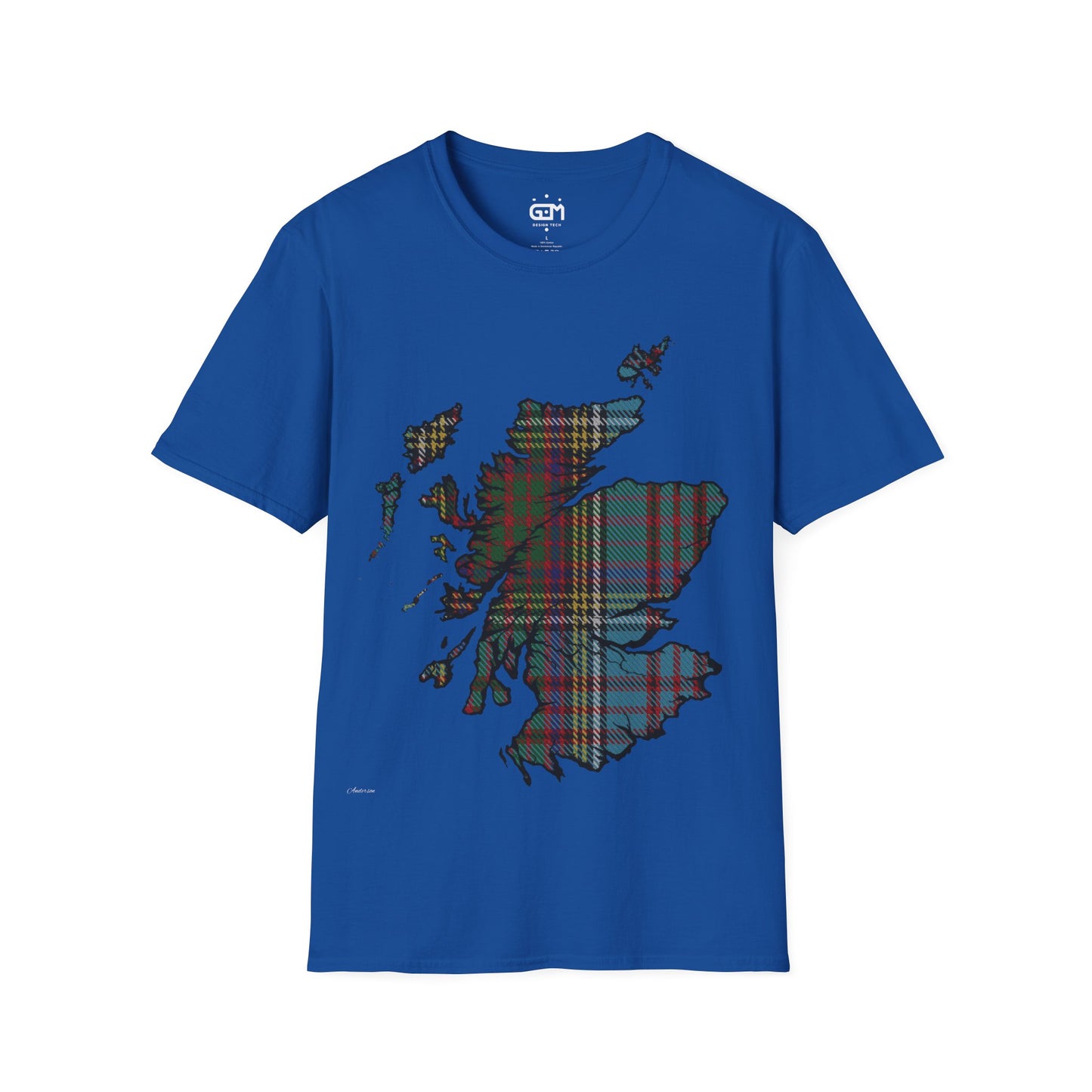 Scotland Tartan Map Softstyle Unisex T-Shirt, Anderson Tartan, Various Colours