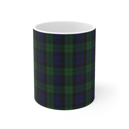 Scottish Tartan Mug 11oz, Black Watch Tartan