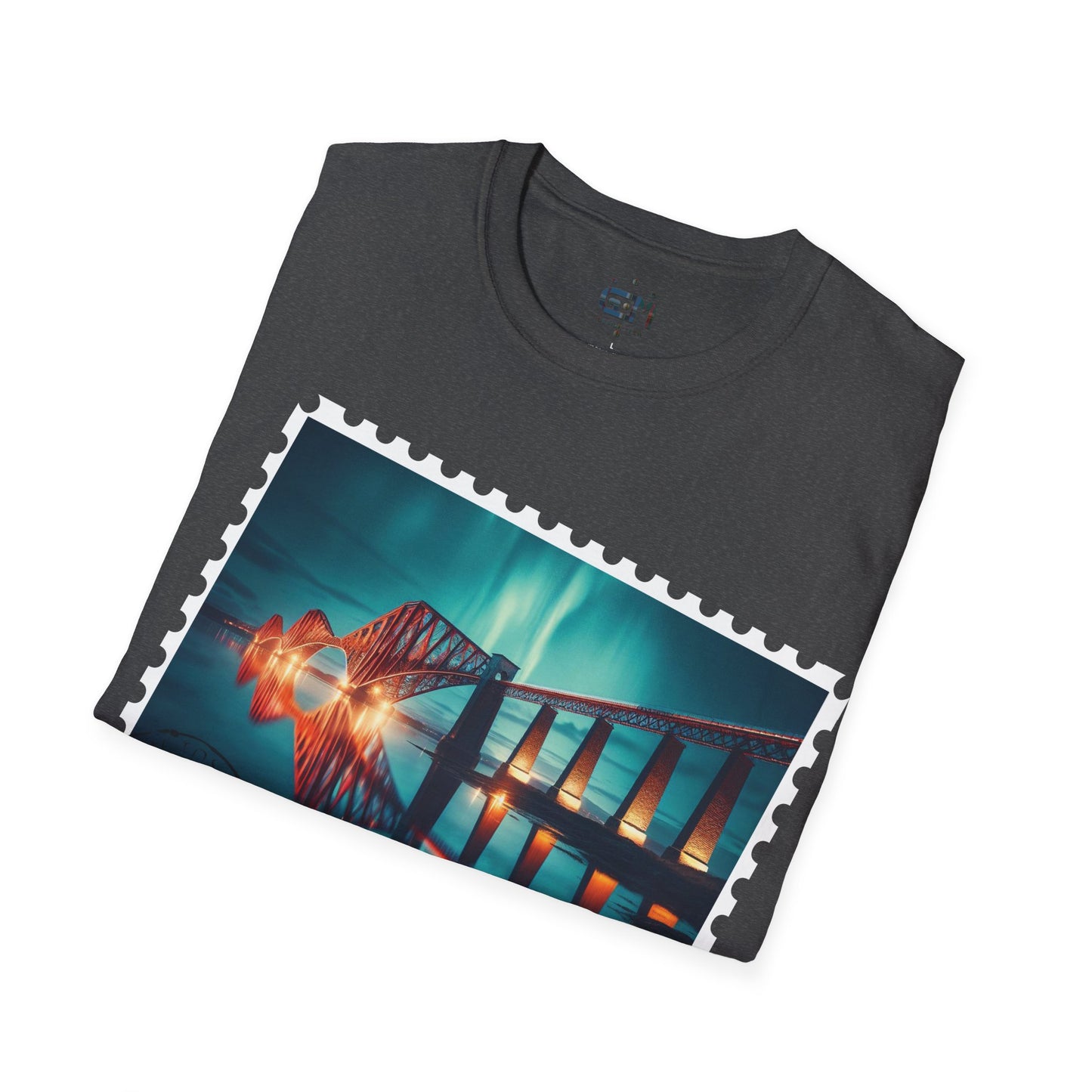 Postcard Forth Rail Bridge Art Softstyle T-Shirt, Unisex Tee, Scotland Shirt, Various Colours