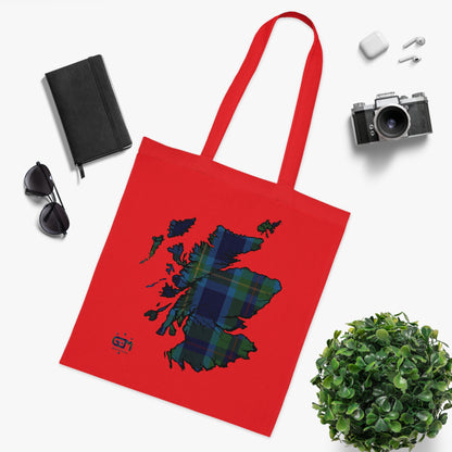 Reversible Scotland Tartan Map Cotton Tote Bag - Miller Tartan