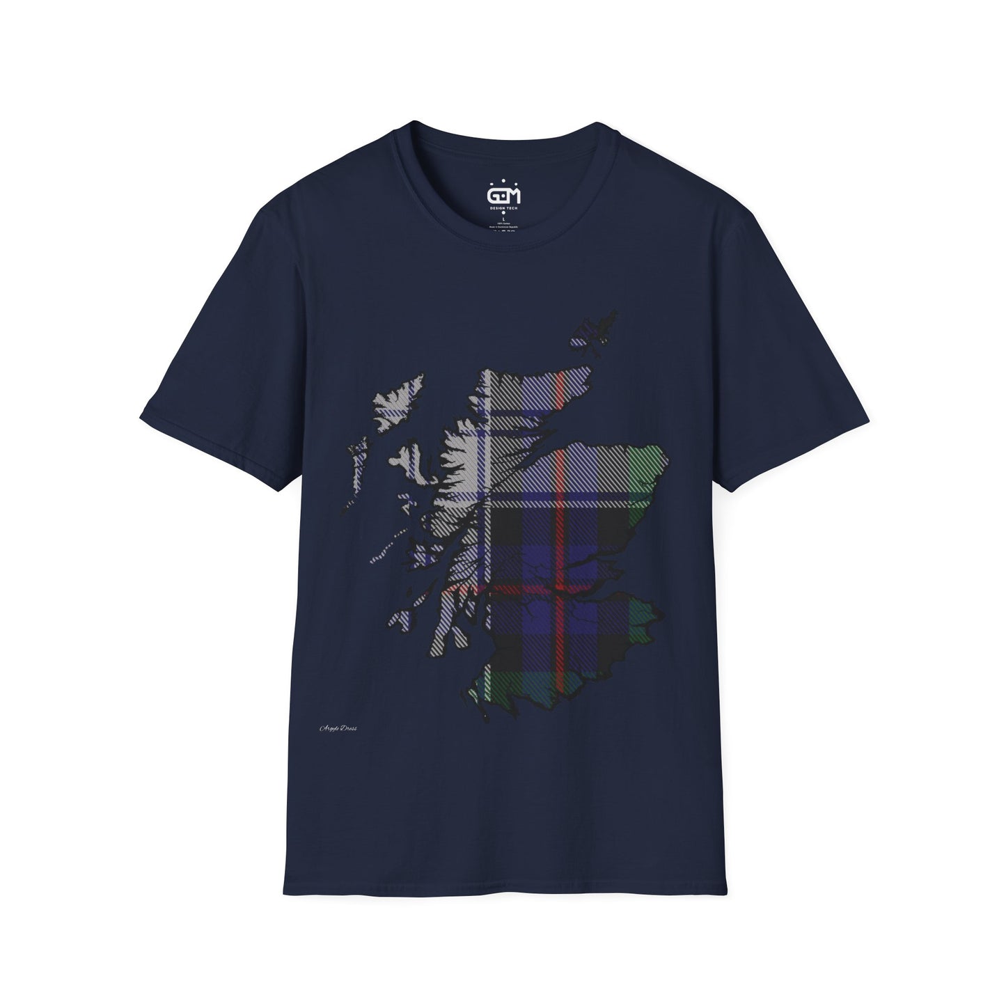 Scotland Tartan Map Softstyle Unisex T-Shirt, Argyle Dress Tartan, Various Colours