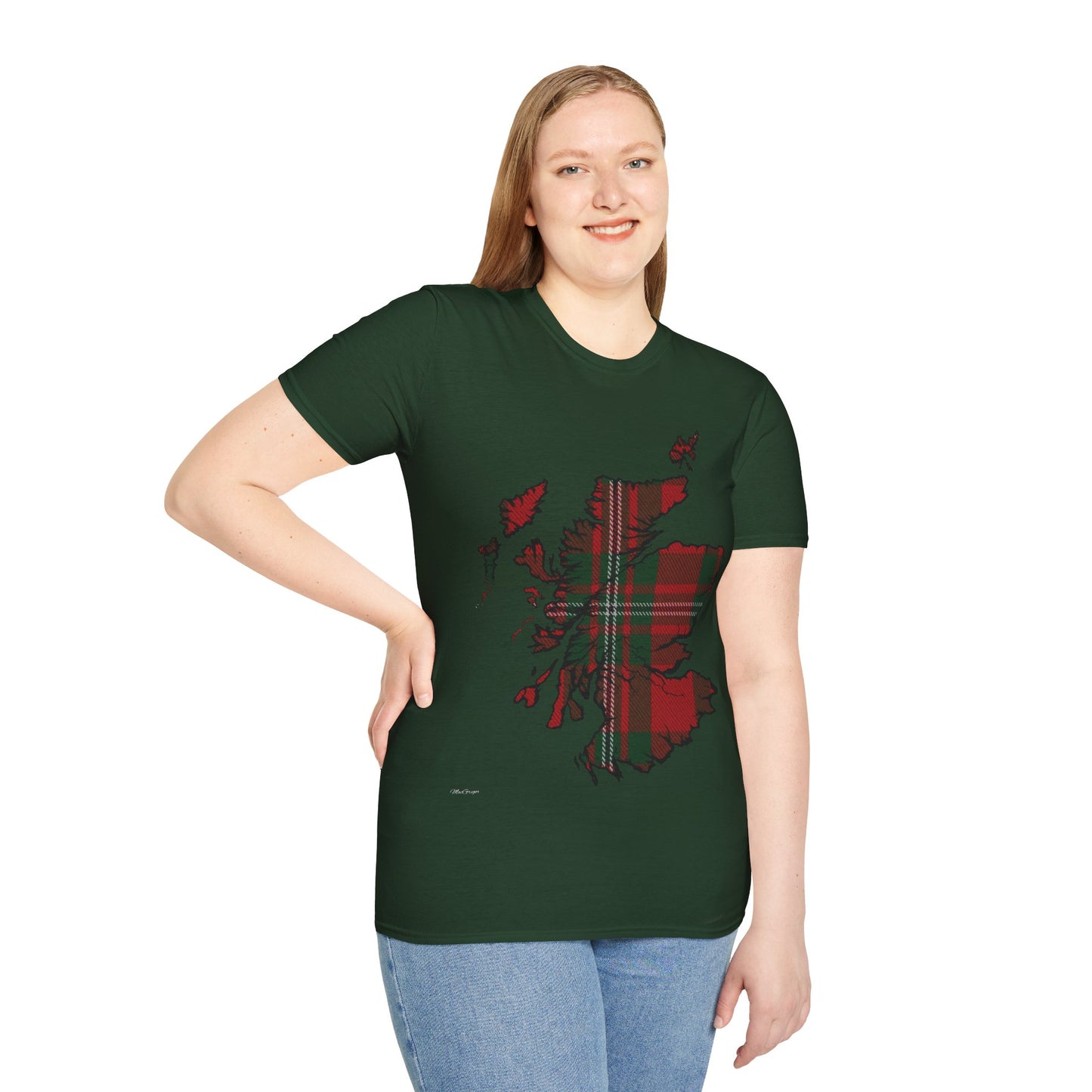 Scotland Tartan Map Softstyle Unisex T-Shirt, MacGregor Tartan, Various Colours