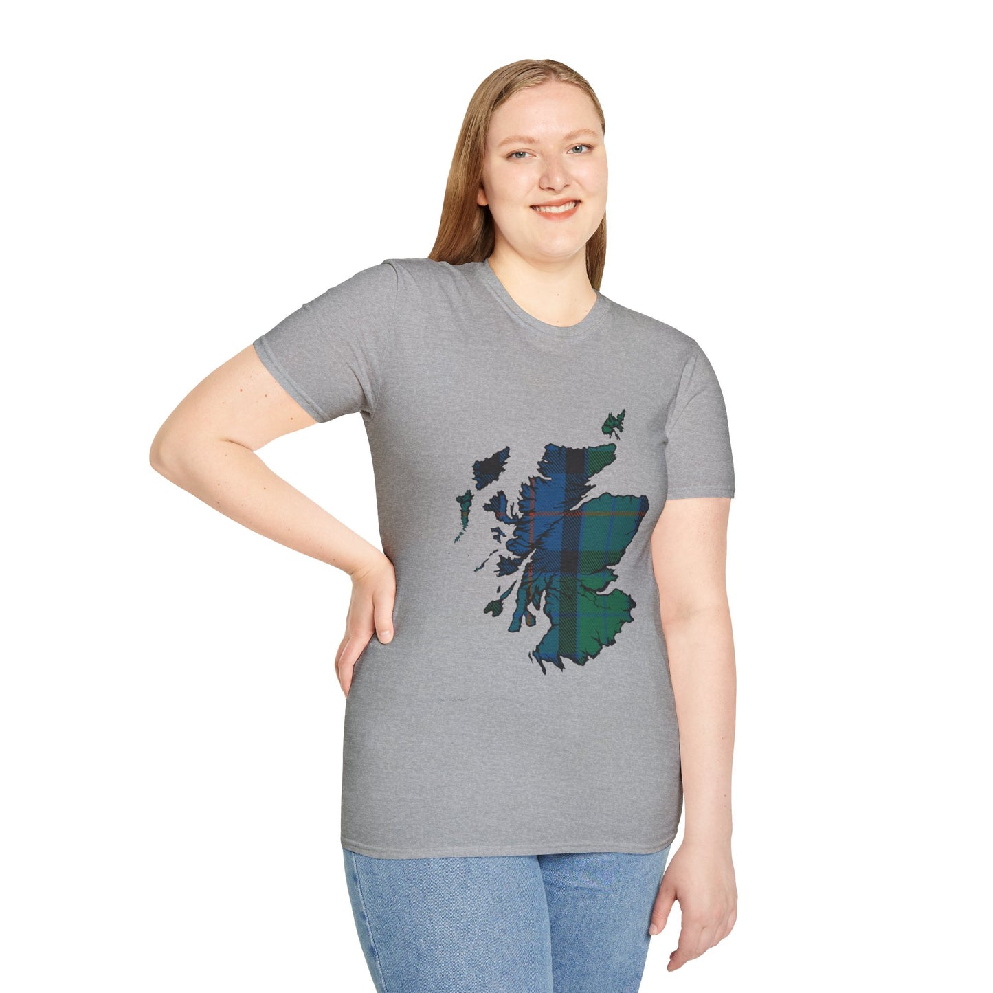 Scotland Tartan Map Softstyle Unisex T-Shirt - Flower of Scotland Tartan Tee