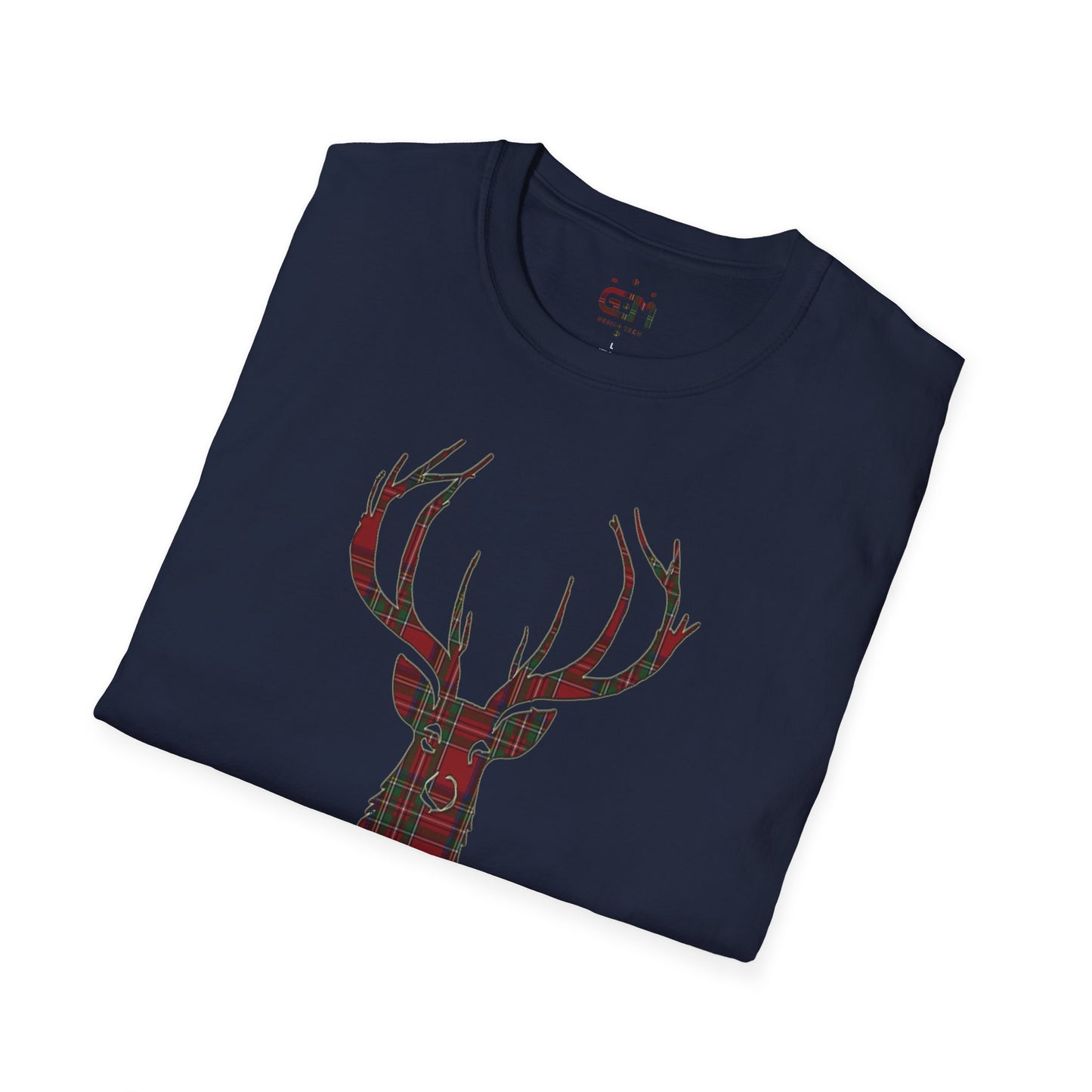 Tartan Stag Softstyle T-Shirt - Stewart Royal Tartan, Unisex Tee, Scottish Scenery, Various Colours