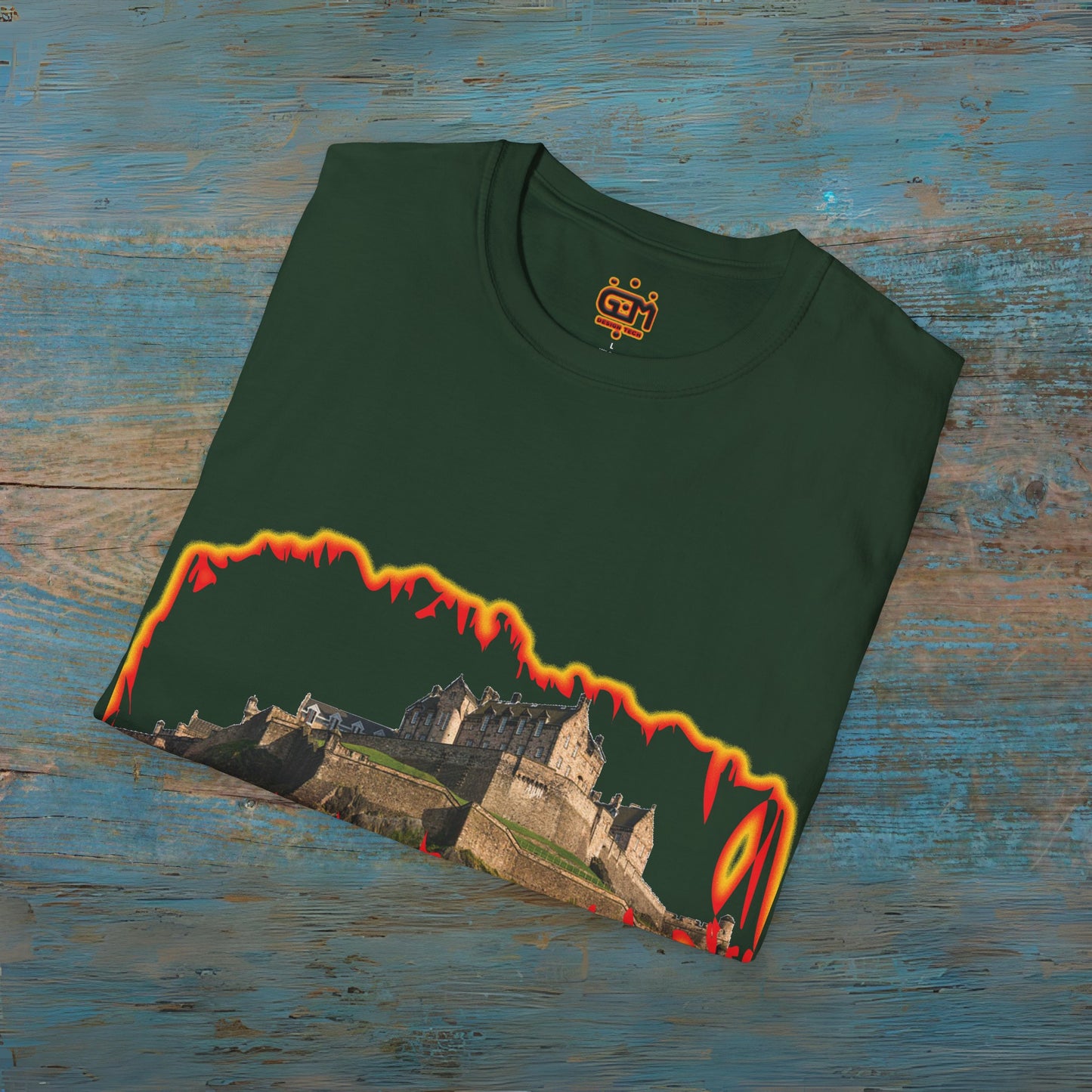 Edinburgh Castle Photo Fire Effect Unisex T-Shirt