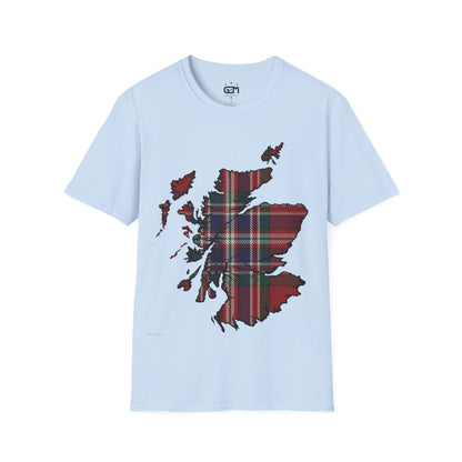 Scotland Tartan Map Softstyle Unisex T-Shirt, MacFarlane Tartan, Various Colours