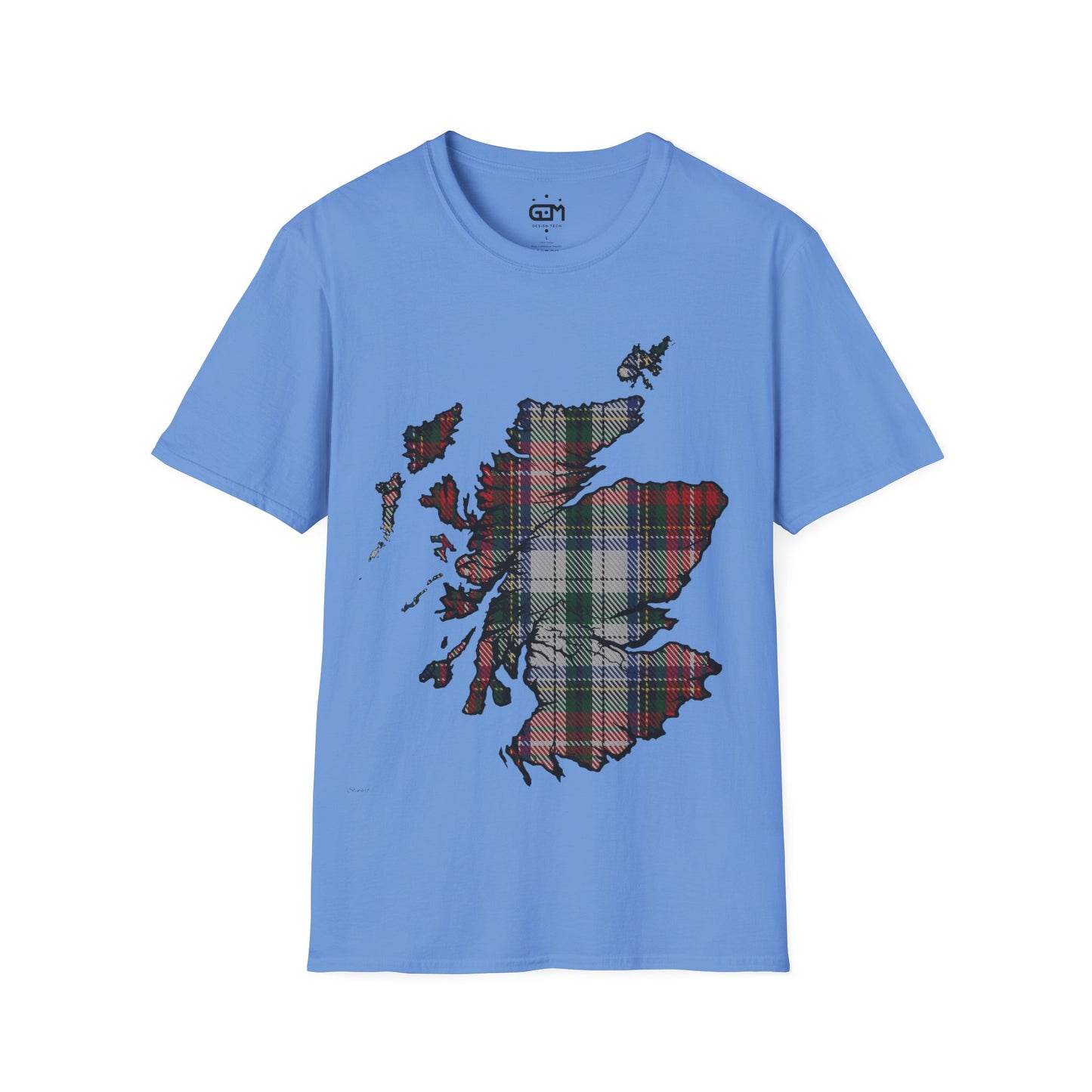 Scotland Tartan Map Softstyle Unisex T-Shirt, Stewart Tartan, Various Colours