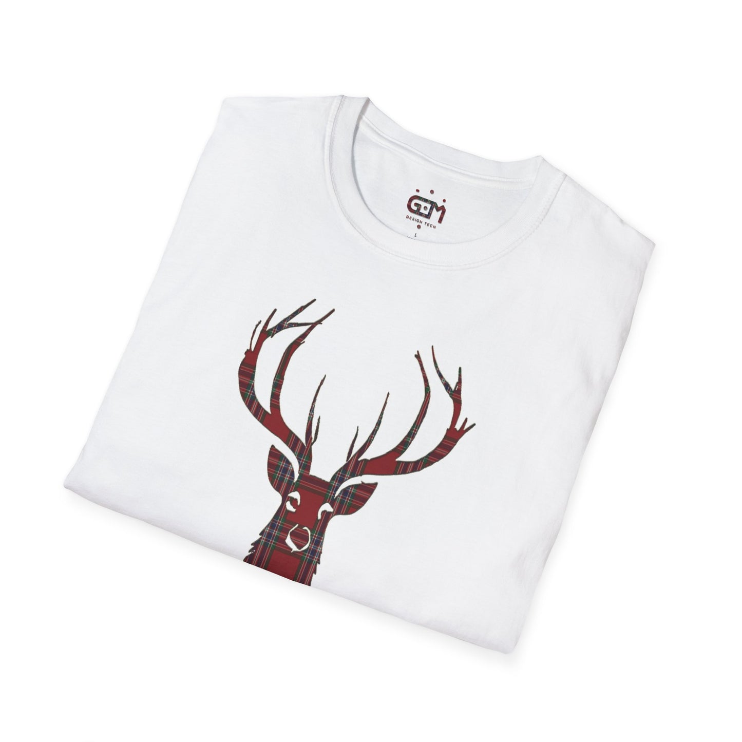 Tartan Stag Softstyle T-Shirt - MacFarlane Tartan, Unisex Tee, Scottish Scenery, Various Colours