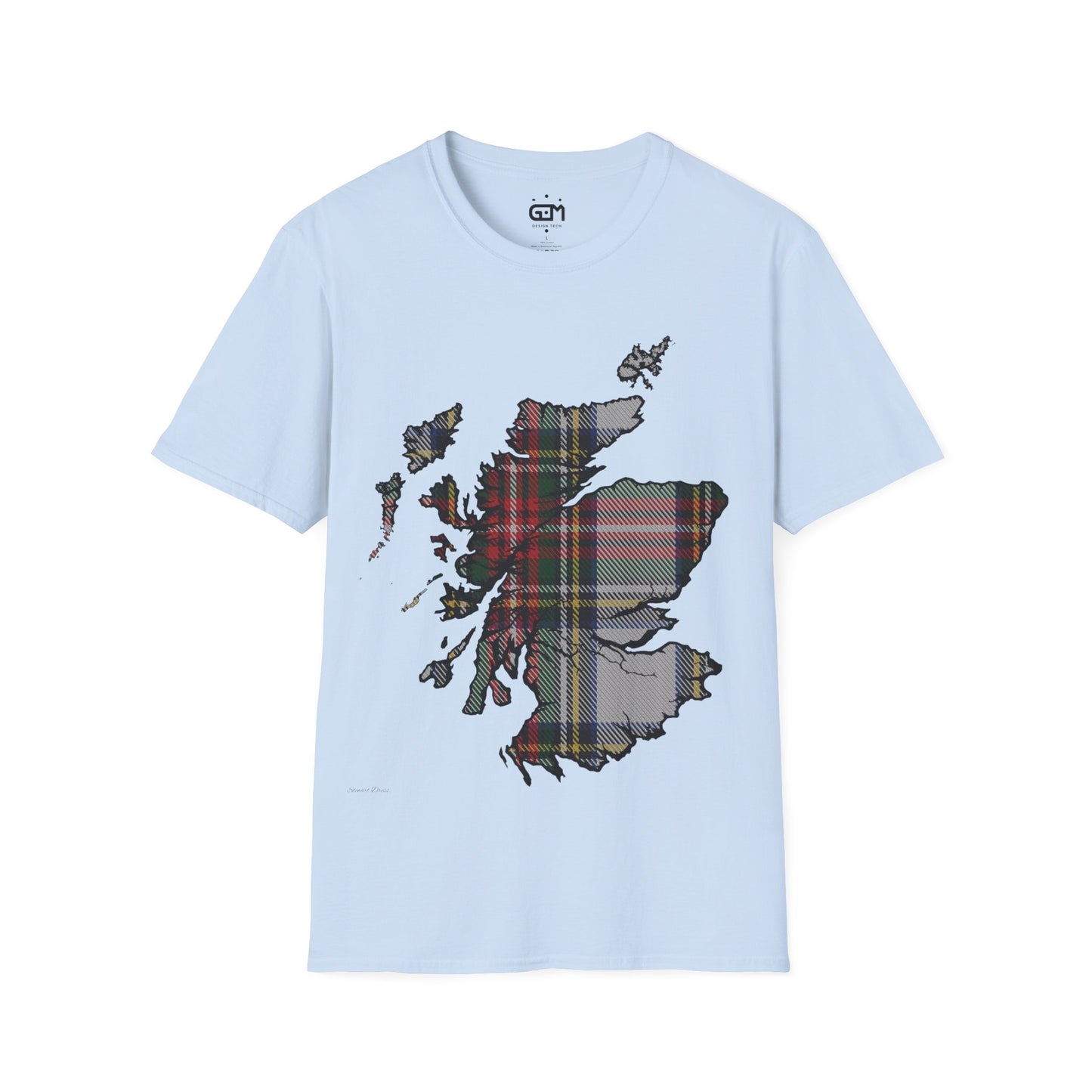 Scotland Tartan Map Softstyle Unisex T-Shirt, Stewart Dress Tartan, Various Colours