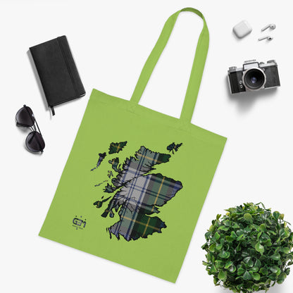 Reversible Scotland Tartan Map Cotton Tote Bag - Gordon Dress Tartan