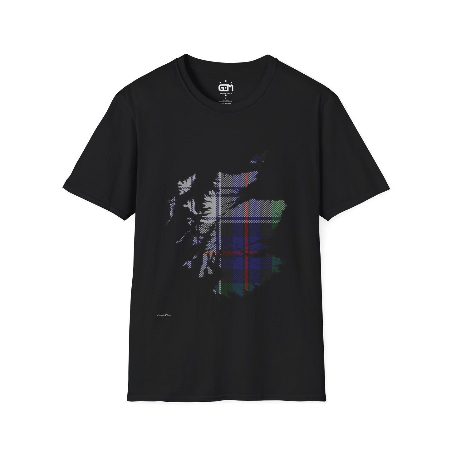 Scotland Tartan Map Softstyle Unisex T-Shirt - Argyle Dress Tartan Tee