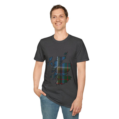 Scotland Tartan Map Softstyle Unisex T-Shirt - Anderson Old Tartan Tee