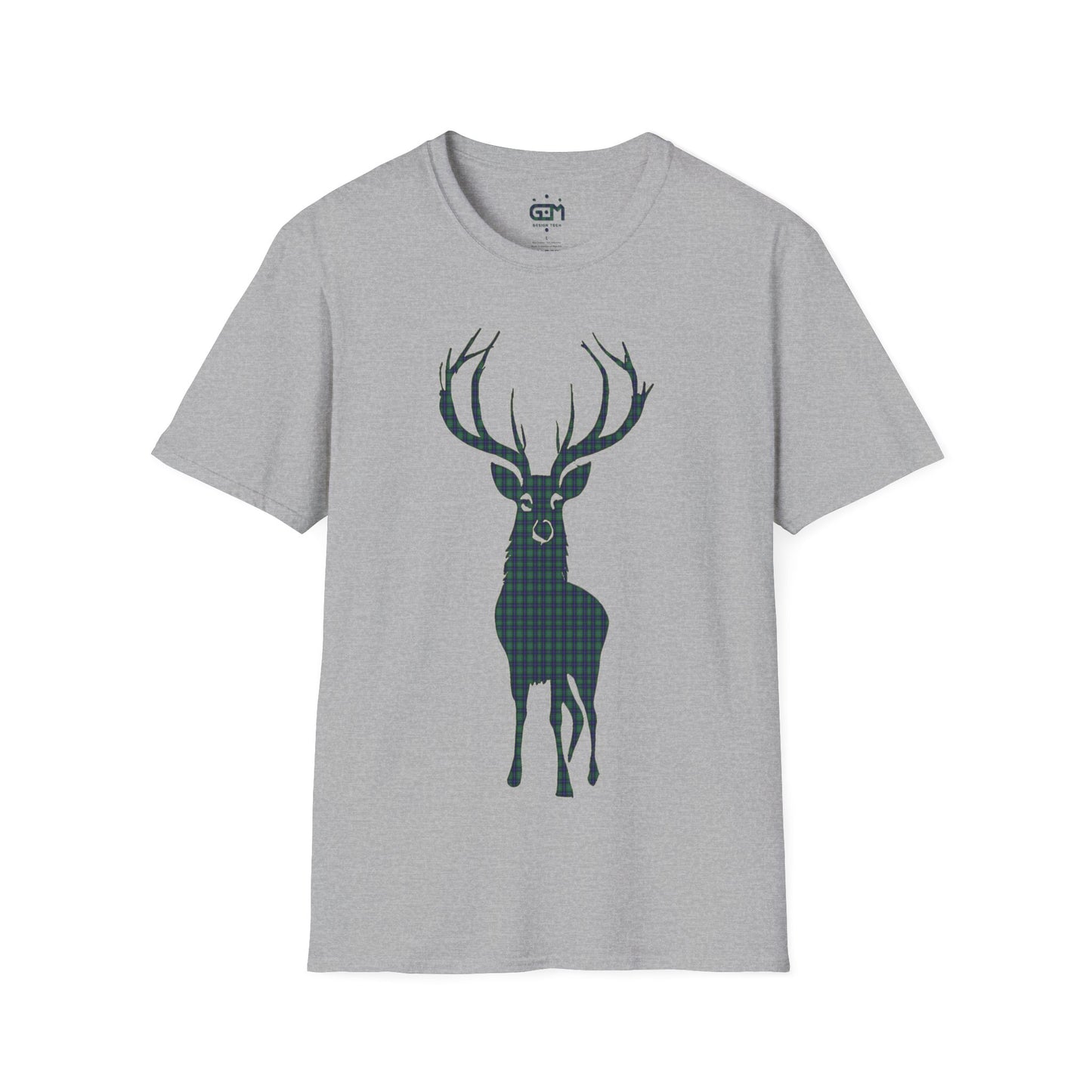 Tartan Stag Softstyle T-Shirt - Douglas Tartan, Unisex Tee, Scottish Scenery, Various Colours