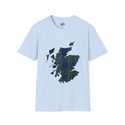 Scotland Tartan Map Softstyle Unisex T-Shirt - Miller Tartan Tee