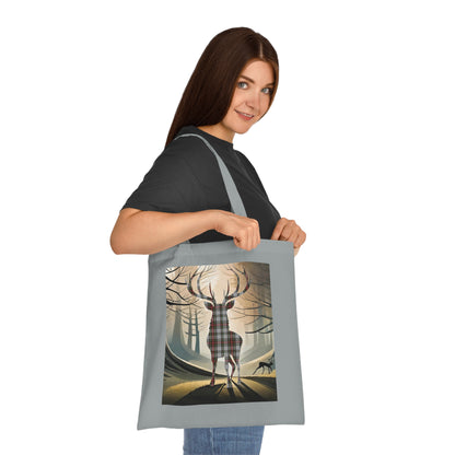 Reversible Scotland Tartan Stag Cotton Tote Bag - Stewart Dress Tartan