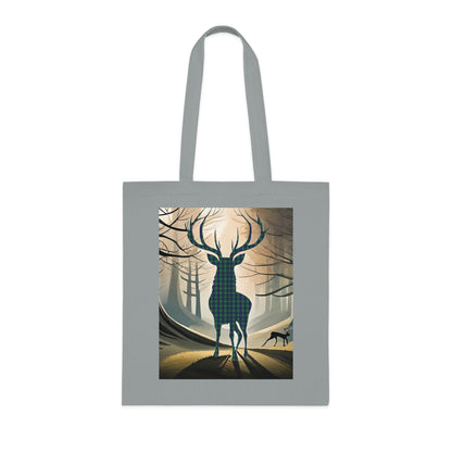 Reversible Scotland Tartan Stag Cotton Tote Bag - Douglas Tartan