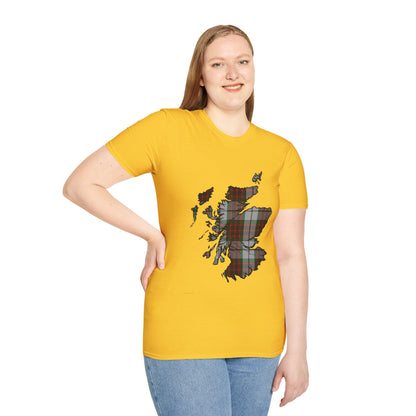 Scotland Tartan Map Softstyle Unisex T-Shirt - Fraser Dress Tartan Tee