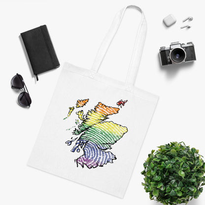 Scotland Pride Fingerprint Map Cotton Tote Bag