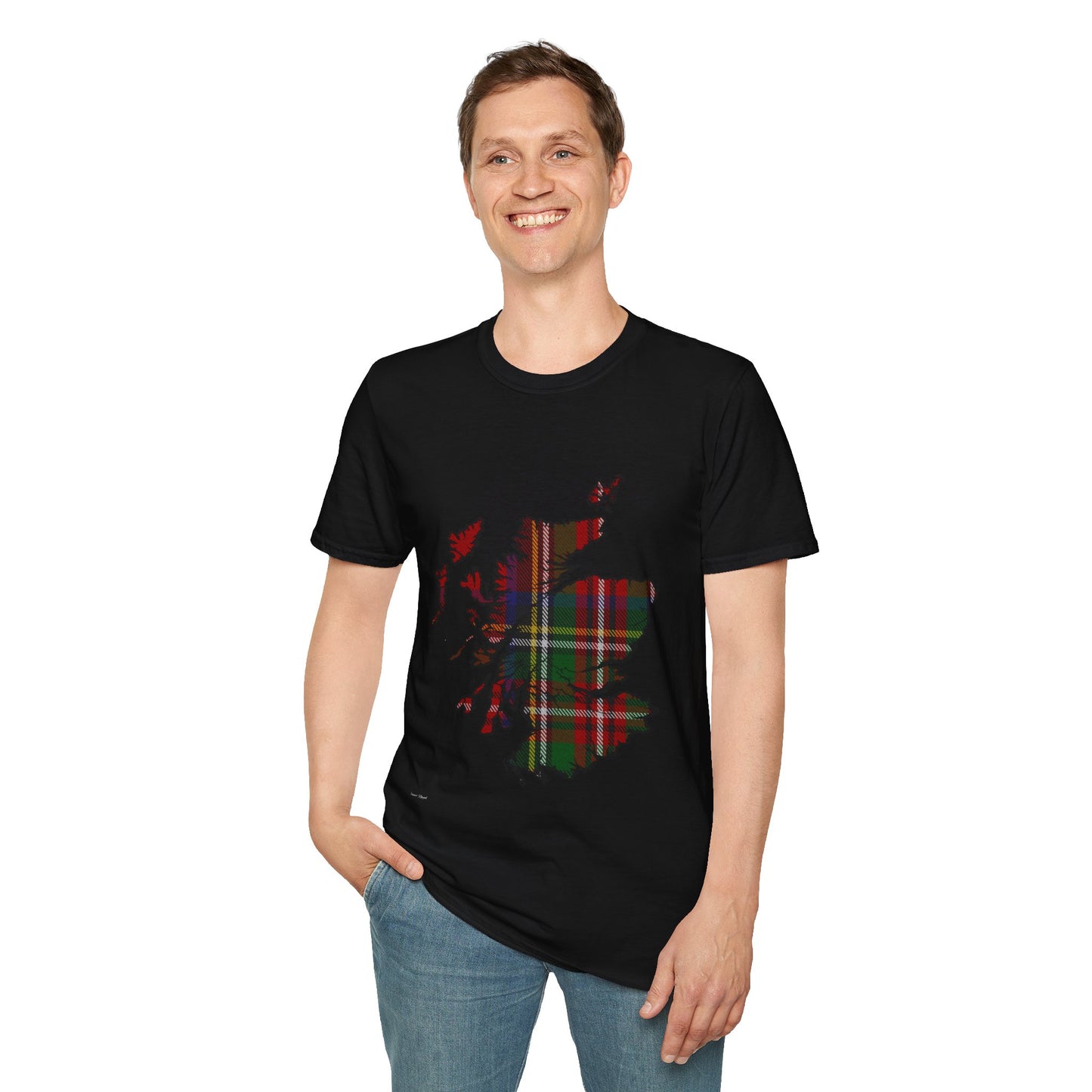 Scotland Tartan Map Softstyle Unisex T-Shirt - Stewart Royal Tartan Tee