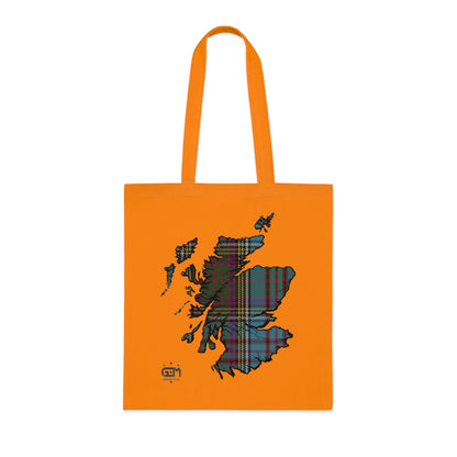 Reversible Scotland Tartan Map Cotton Tote Bag - Anderson Tartan