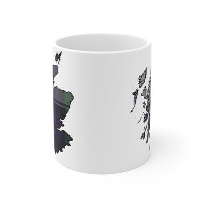 Scotland Map Mug 11oz, Argyle Dress Tartan