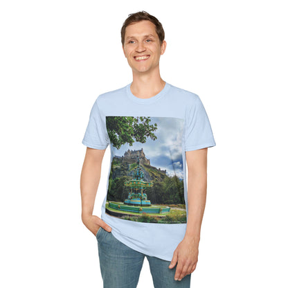 Ross Fountain & Edinburgh Castle Photo Softstyle T-Shirt, Unisex Tee, Various Colours