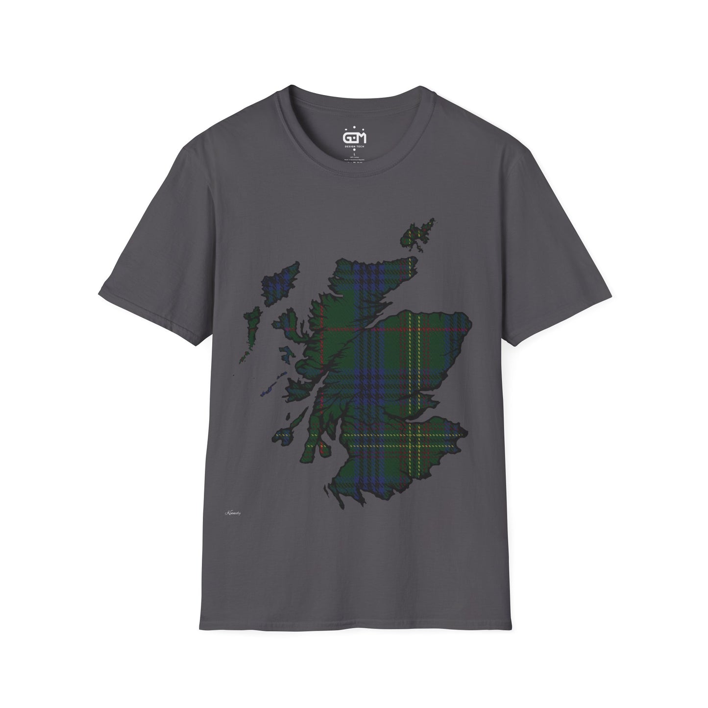 Scotland Tartan Map Softstyle Unisex T-Shirt, Kennedy Tartan, Various Colours