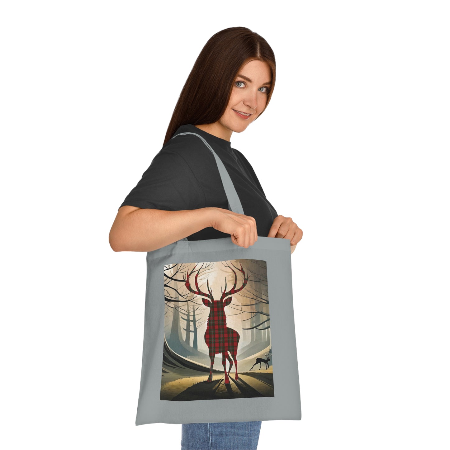 Reversible Scotland Tartan Stag Cotton Tote Bag - MacGregor Tartan