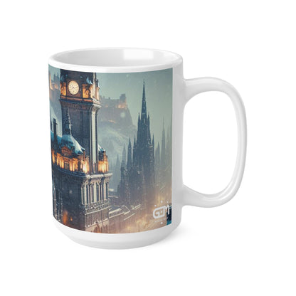 Edinburgh in Winter Mug, Coffee Cup, Tea Cup, Scottish Art, Scottish Landmarks, Scottish Nature, White