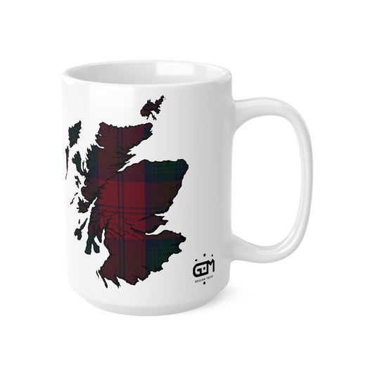 Lindsay Tartan Scotland Map Mug, Coffee Cup, Tea Cup, Scotland, White