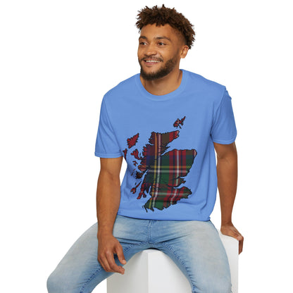 Scotland Tartan Map Softstyle Unisex T-Shirt, Stewart Royal Tartan, Various Colours