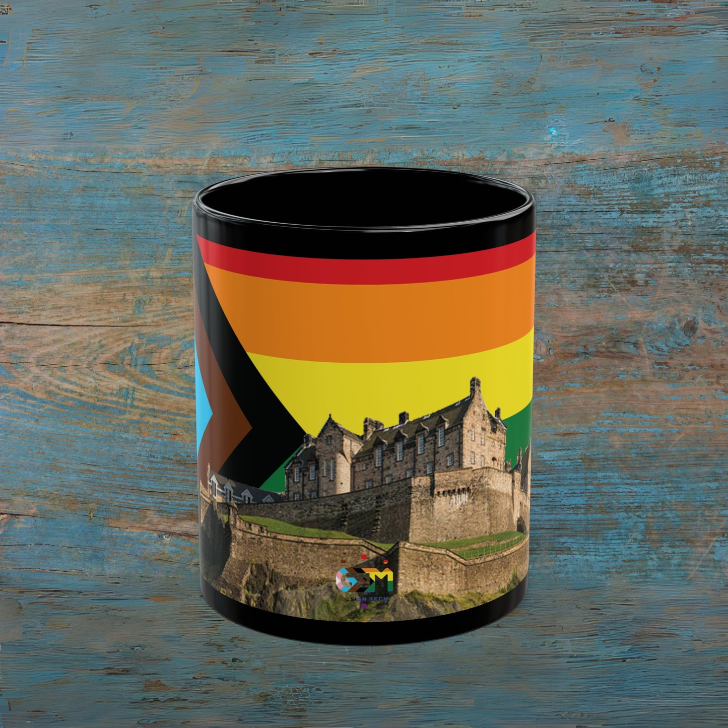 Edinburgh Castle Pride Progress Sky Photo Mug, Black