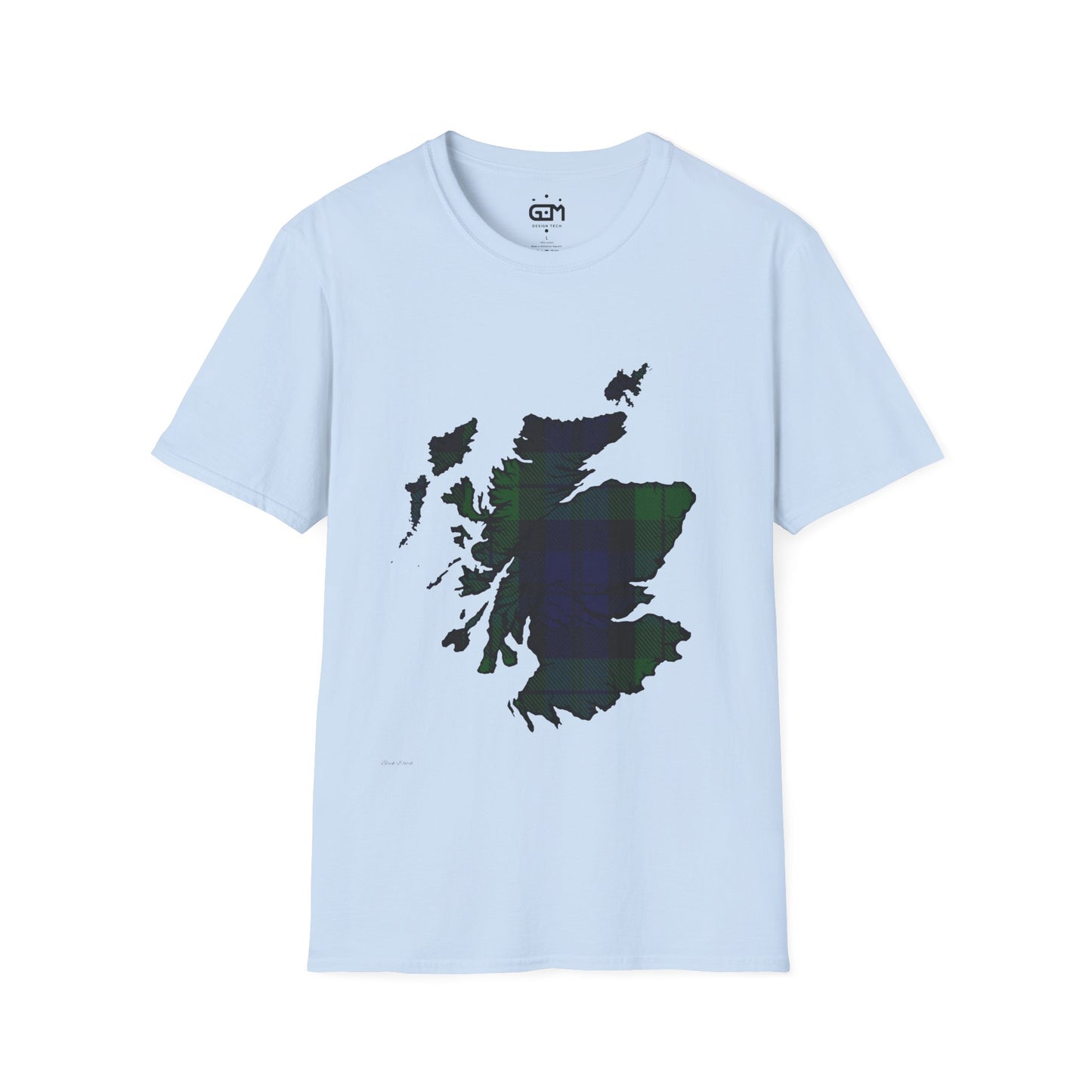 Scotland Tartan Map Softstyle Unisex T-Shirt - Black Watch Tartan Tee