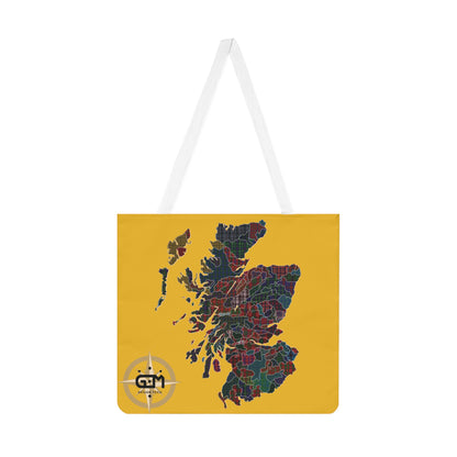 Scotland Map of Clans Tartan Shoulder Tote Bag, Yellow