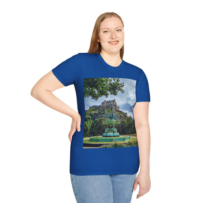 Ross Fountain & Edinburgh Castle Photo Softstyle T-Shirt, Unisex Tee, Various Colours