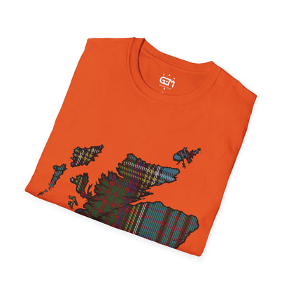 Scotland Tartan Map Softstyle Unisex T-Shirt, Anderson Tartan, Various Colours