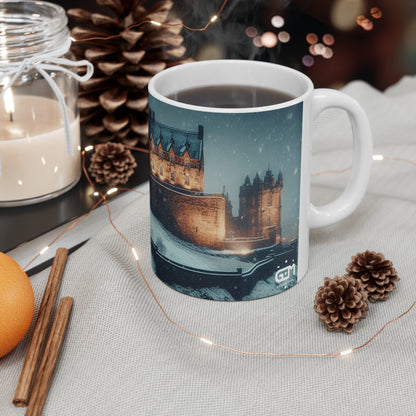 Edinburgh Castle in Winter Mug, Coffee Cup, Tea Cup, Scottish Art, Scottish Landmarks, Scottish Nature, White