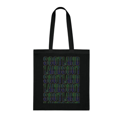 Reversible Scotland Tartan Map Cotton Tote Bag - Black Watch Tartan