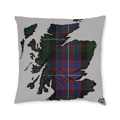 Reversible Square Cushion : Stag / Scotland Map - Rankin Tartan, Various Sizes