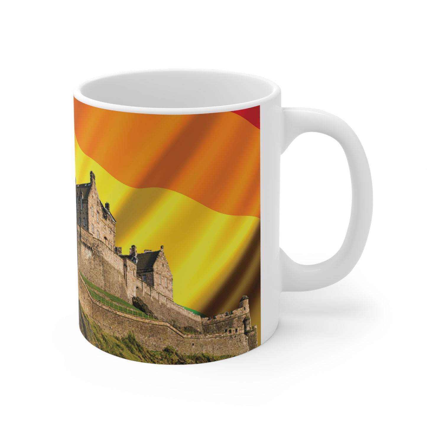 Edinburgh Castle Pride Flag Sky Photo Mug, White