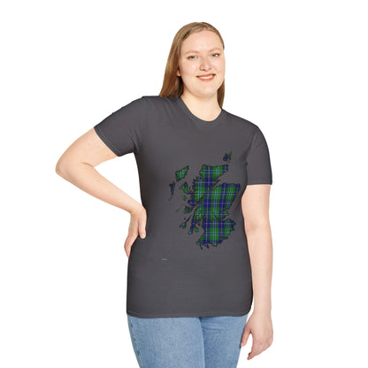 Scotland Tartan Map Softstyle Unisex T-Shirt - Douglas Tartan Tee