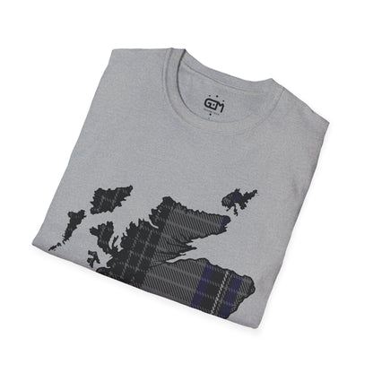 Scotland Tartan Map Softstyle Unisex T-Shirt, Hood Tartan, Various Colours