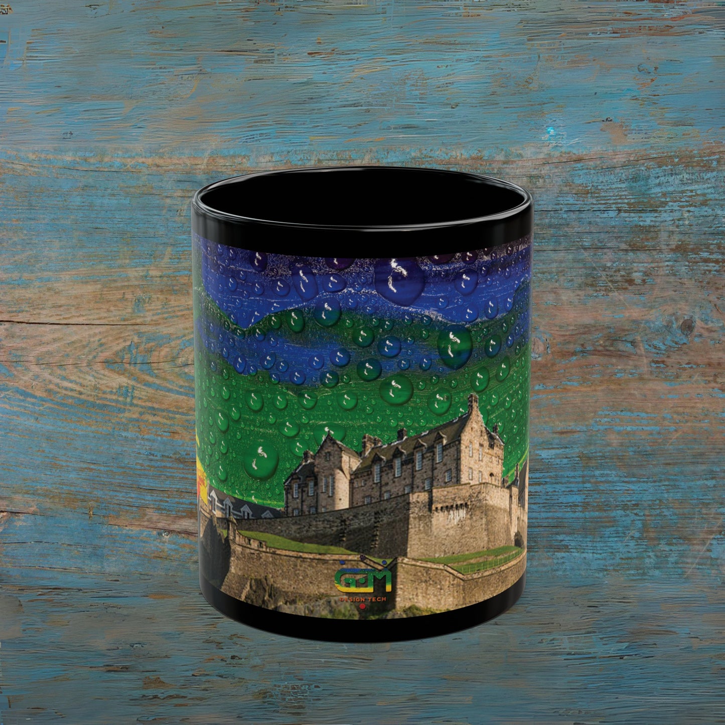 Edinburgh Castle Pride Rain Sky Photo Mug, Black