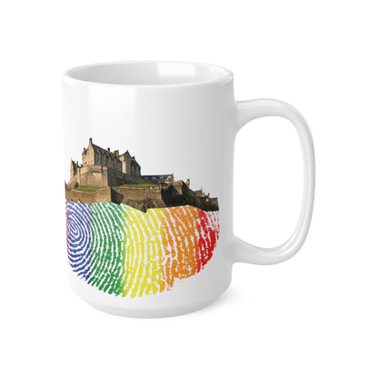 Pride Fingerprint Rock Edinburgh Castle Photo Mug, White