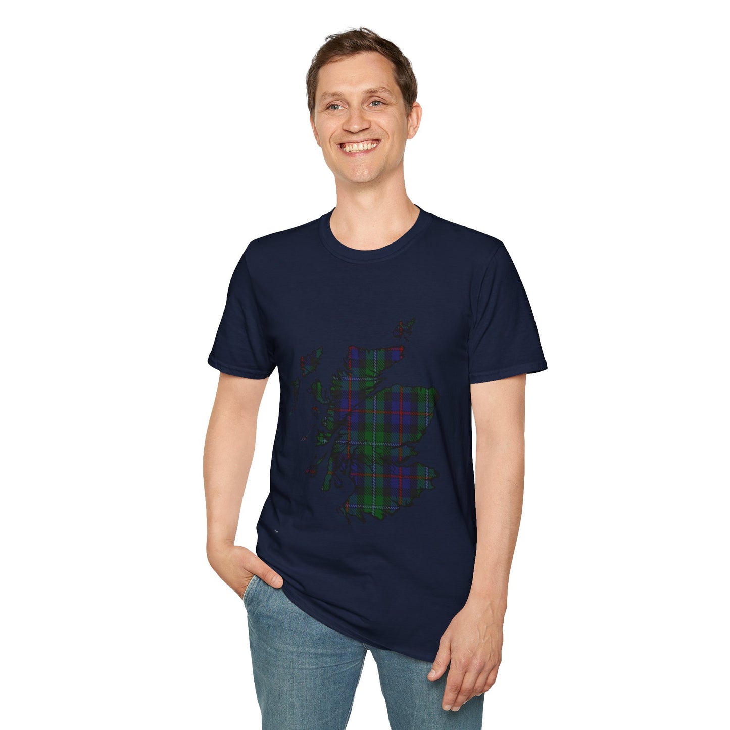 Scotland Tartan Map Softstyle Unisex T-Shirt - Argyle Tartan Tee