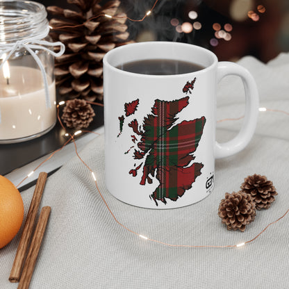 Scotland Map Mug 11oz, MacGregor Tartan