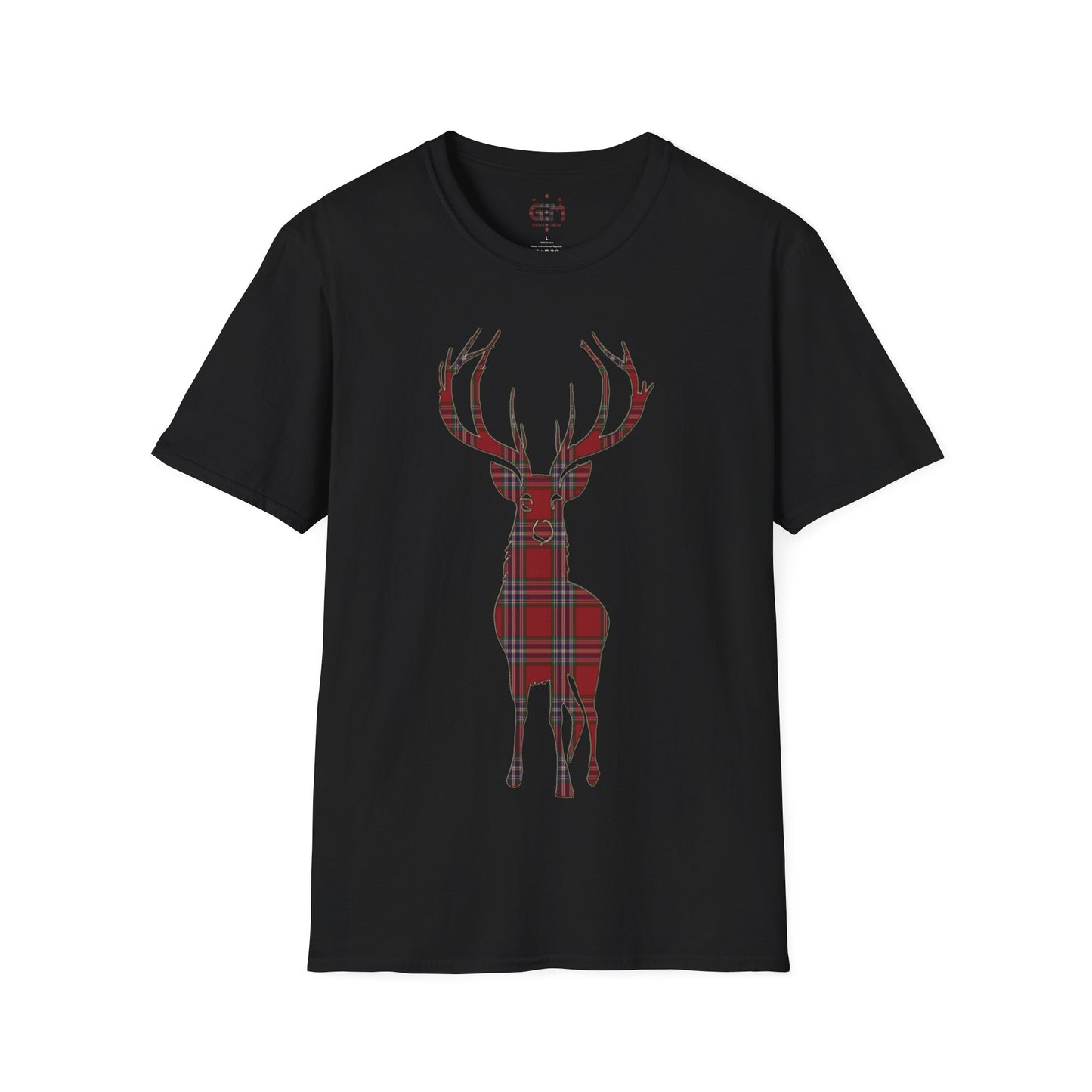 Tartan Stag Softstyle T-Shirt - MacFarlane Tartan, Unisex Tee, Scottish Scenery, Various Colours