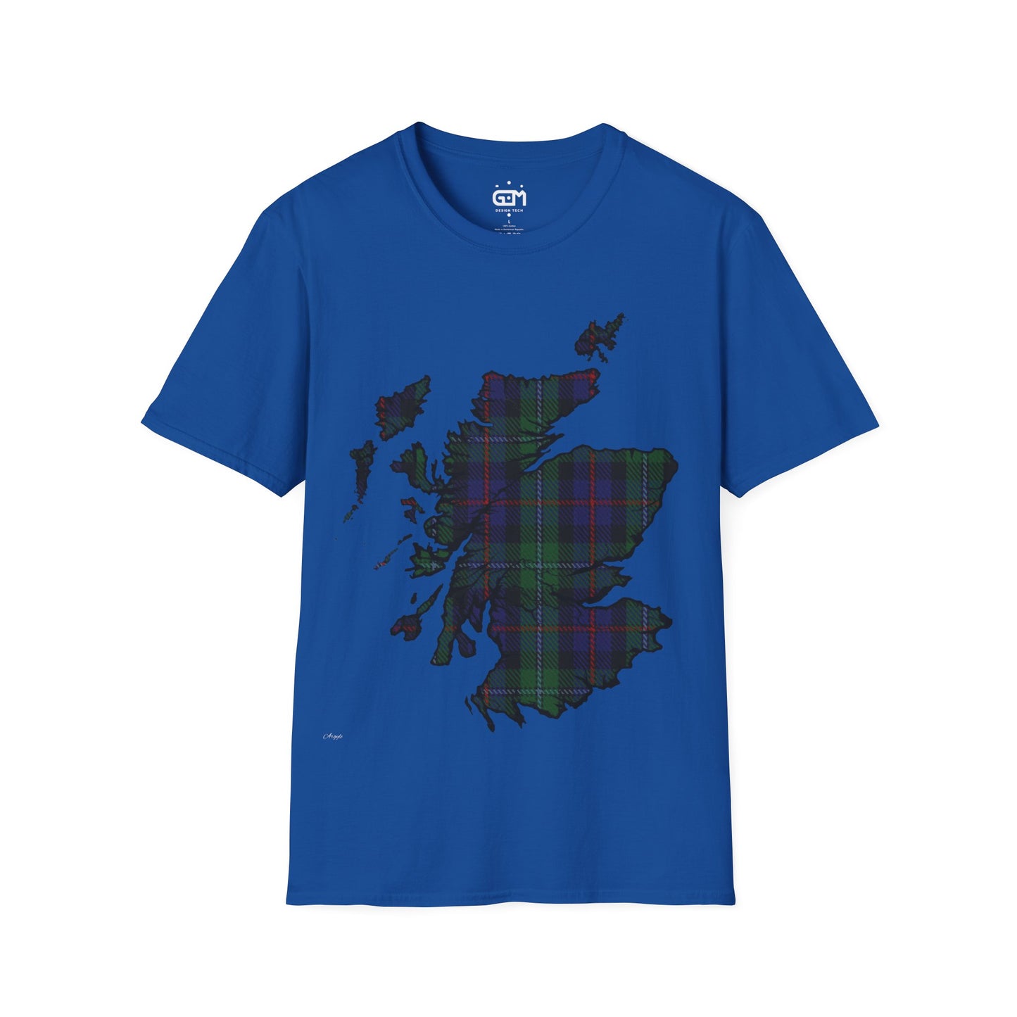 Scotland Tartan Map Softstyle Unisex T-Shirt, Argyle Tartan, Various Colours